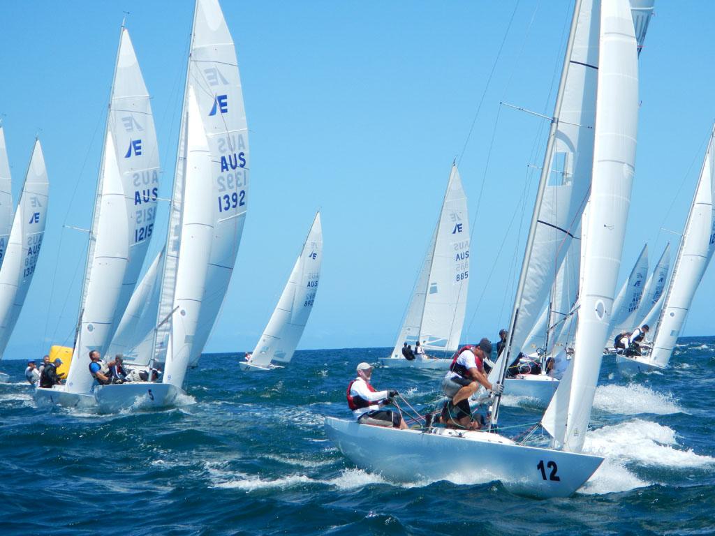 Etchells National Championship 2013. Peter McNeill’s team incurred a DSQ in the final race pushing them back to third overall after a great week of racing © Bronwen Ince